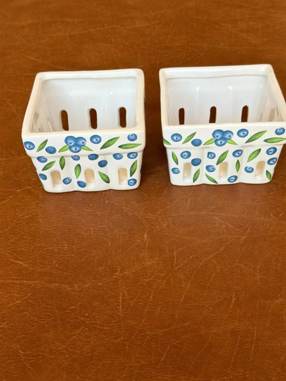 Ceramic Berry Baskets Blueberry Fruit Set of 2